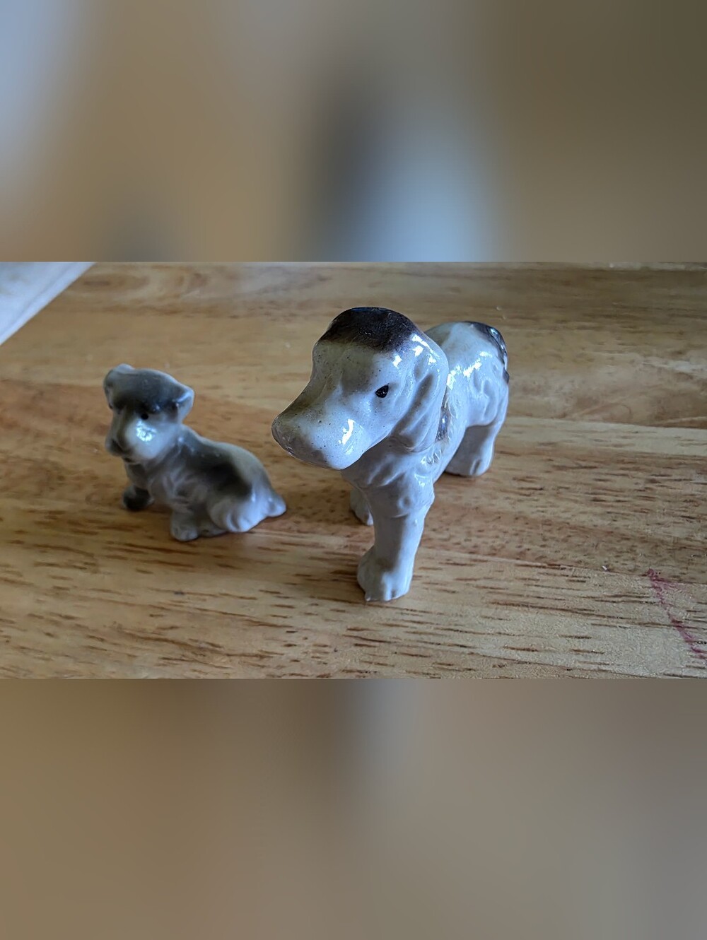 Vintage Ceramic Dog Figurine Pair - Gray Decorative Pets